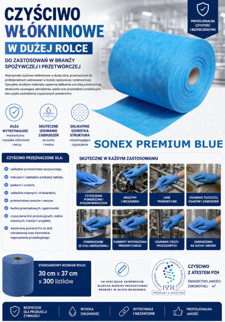 sonex premium blue czyściwo do branży spożywczej